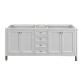 Chicago 72" Double Vanity, Glossy White, w/ 3 CM Eternal Jasmine Pearl Silestone Top w/ FreePower Wireless Charger