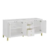 Chicago 72" Double Vanity, Glossy White, w/ 3 CM Parisien Bleu Silestone® Top w/FreePower Wireless Charger