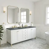 Chicago 72" Double Vanity, Glossy White, w/ 3 CM Parisien Bleu Silestone® Top w/FreePower Wireless Charger