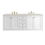 Chicago 72" Double Vanity, Glossy White, w/ 3 CM Siberian Silestone Top w/FreePower Wireless Charger