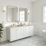 Chicago 72" Double Vanity, Glossy White, w/ 3 CM Tajnar Eclos Top w/FreePower Wireless Charger