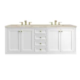 Chicago 72" Double Vanity, Glossy White, w/ 3 CM Tajnar Eclos Top w/FreePower Wireless Charger
