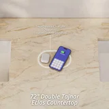 Chicago 72" Double Vanity, Glossy White, w/ 3 CM Tajnar Eclos Top w/FreePower Wireless Charger
