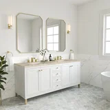 Chicago 72" Double Vanity, Glossy White, w/ 3 CM Tajnar Eclos Top w/FreePower Wireless Charger