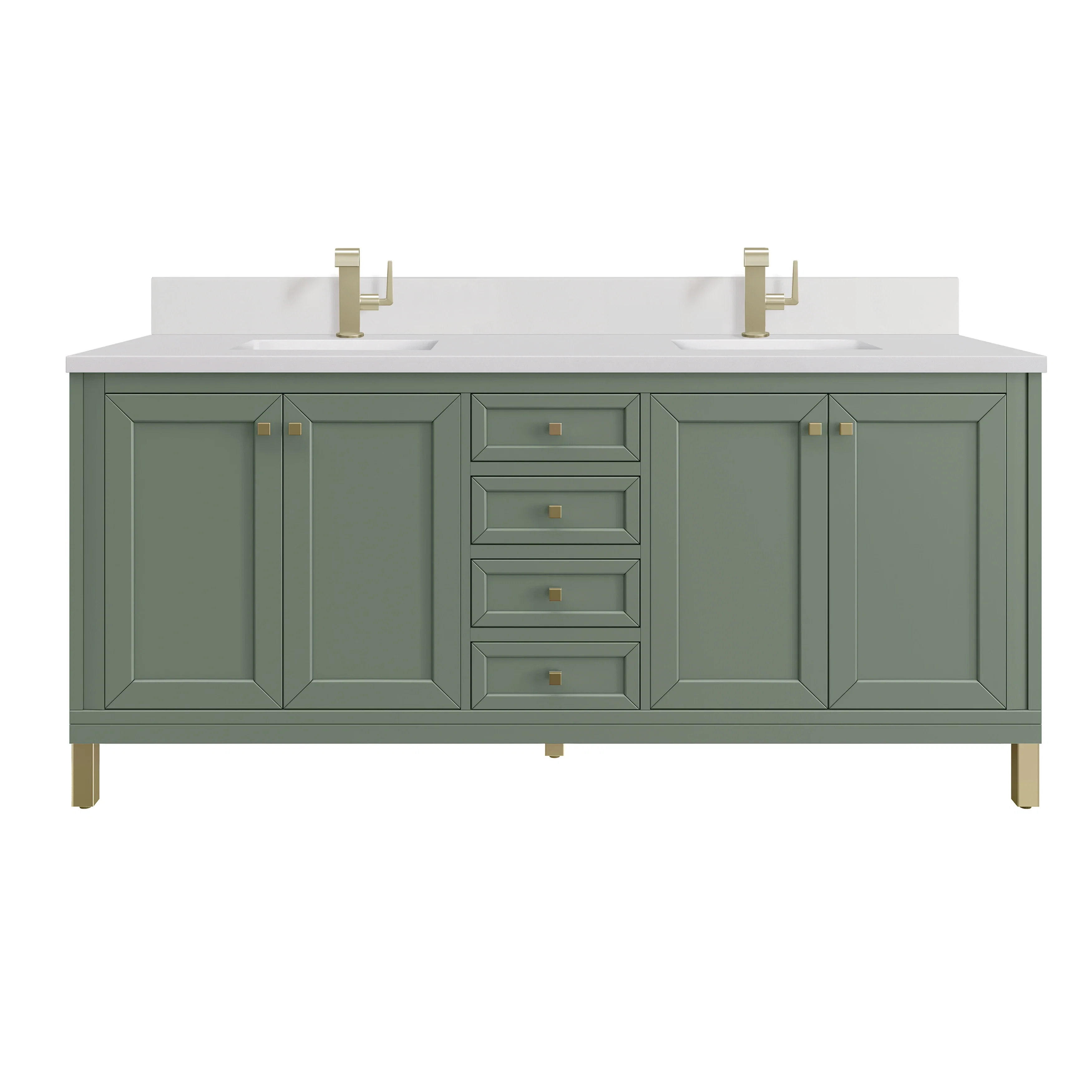 Chicago 72" Double Vanity, Smokey Celadon, w/ Single Hole 3CM White Zeus Silestone® Top & Backsplash