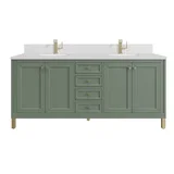 Chicago 72" Double Vanity, Smokey Celadon, w/ Single Hole 3CM White Zeus Silestone® Top & Backsplash