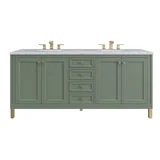 Chicago 72" Double Vanity, Smokey Celadon, w/ 3 CM Carrara Marble Top
