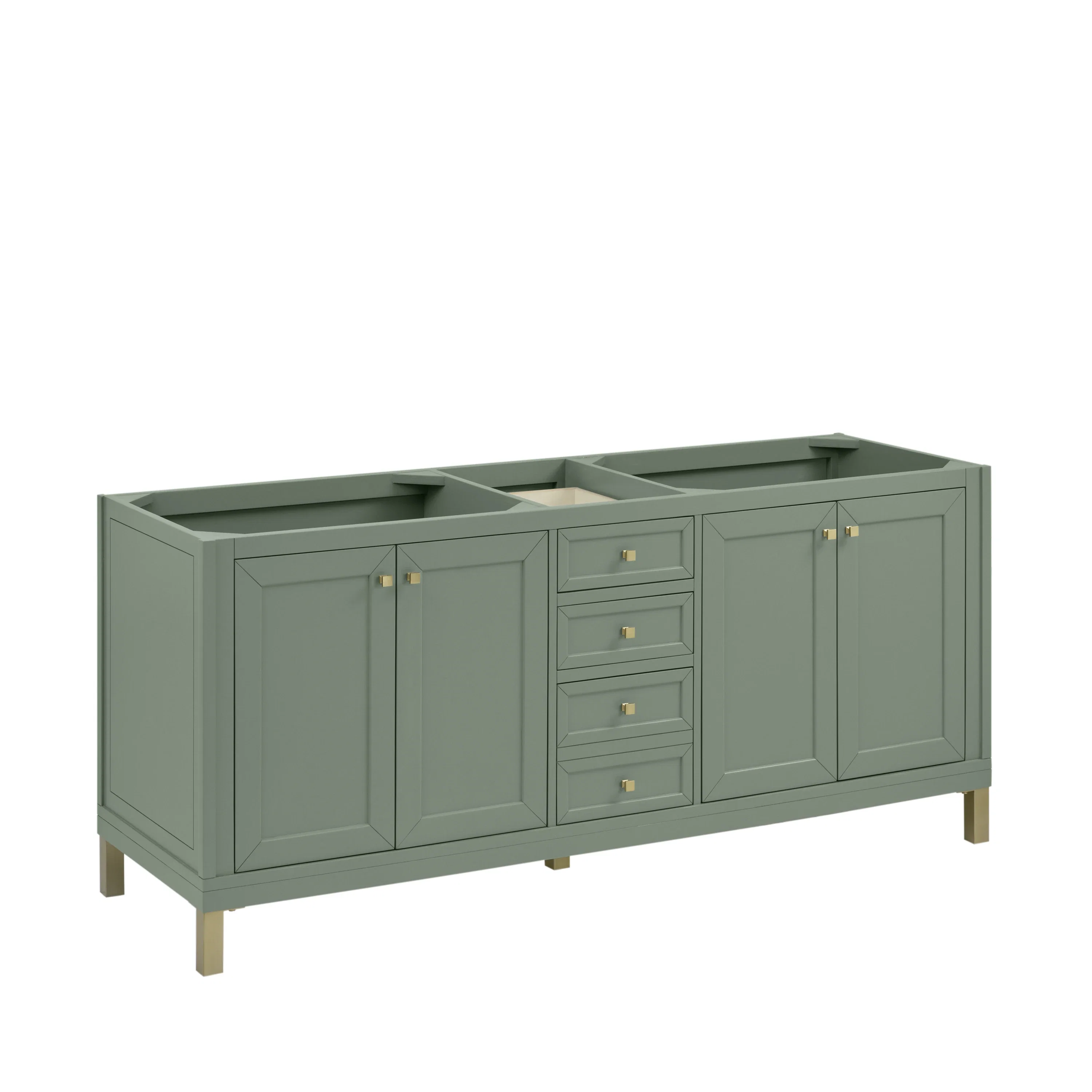 Chicago 72" Double Vanity, Smokey Celadon, w/ 3 CM Carrara Marble Top