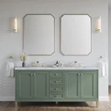 Chicago 72" Double Vanity, Smokey Celadon, w/ 3 CM Carrara Marble Top