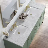 Chicago 72" Double Vanity, Smokey Celadon, w/ 3 CM Carrara Marble Top