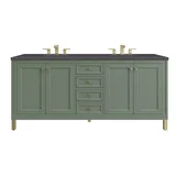 Chicago 72" Double Vanity, Smokey Celadon, w/ 3 CM Charcoal Soapstone Silestone® Top