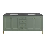Chicago 72" Double Vanity, Smokey Celadon, w/ 3 CM Charcoal Soapstone Silestone® Top