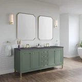 Chicago 72" Double Vanity, Smokey Celadon, w/ 3 CM Charcoal Soapstone Silestone® Top
