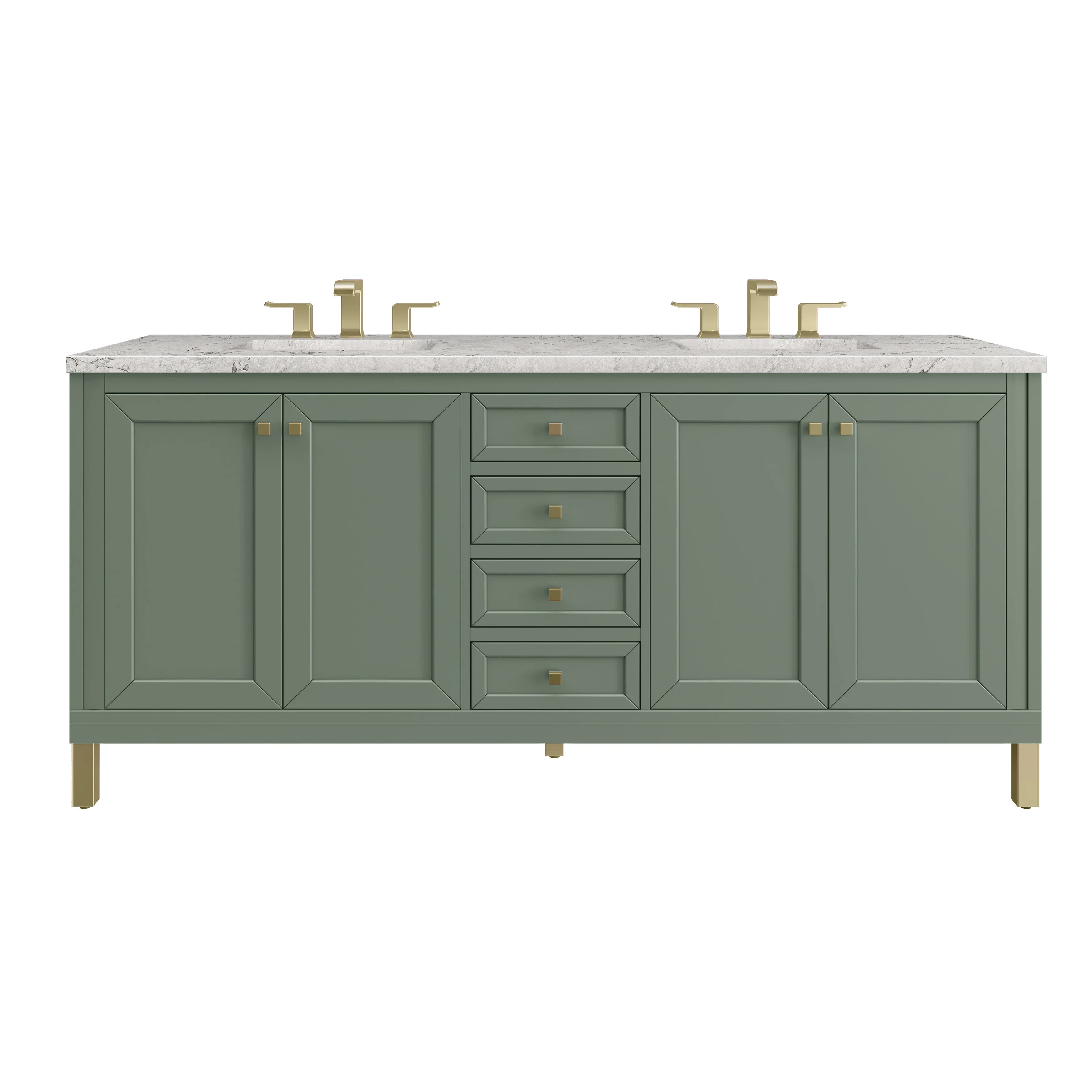 Chicago 72" Double Vanity, Smokey Celadon, w/ 3 CM Eternal Jasmine Pearl Silestone® Top