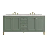 Chicago 72" Double Vanity, Smokey Celadon, w/ 3 CM Eternal Jasmine Pearl Silestone® Top