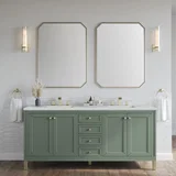 Chicago 72" Double Vanity, Smokey Celadon, w/ 3 CM Ethereal Noctis Silestone® Top