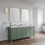Chicago 72" Double Vanity, Smokey Celadon, w/ 3 CM Ethereal Noctis Silestone® Top