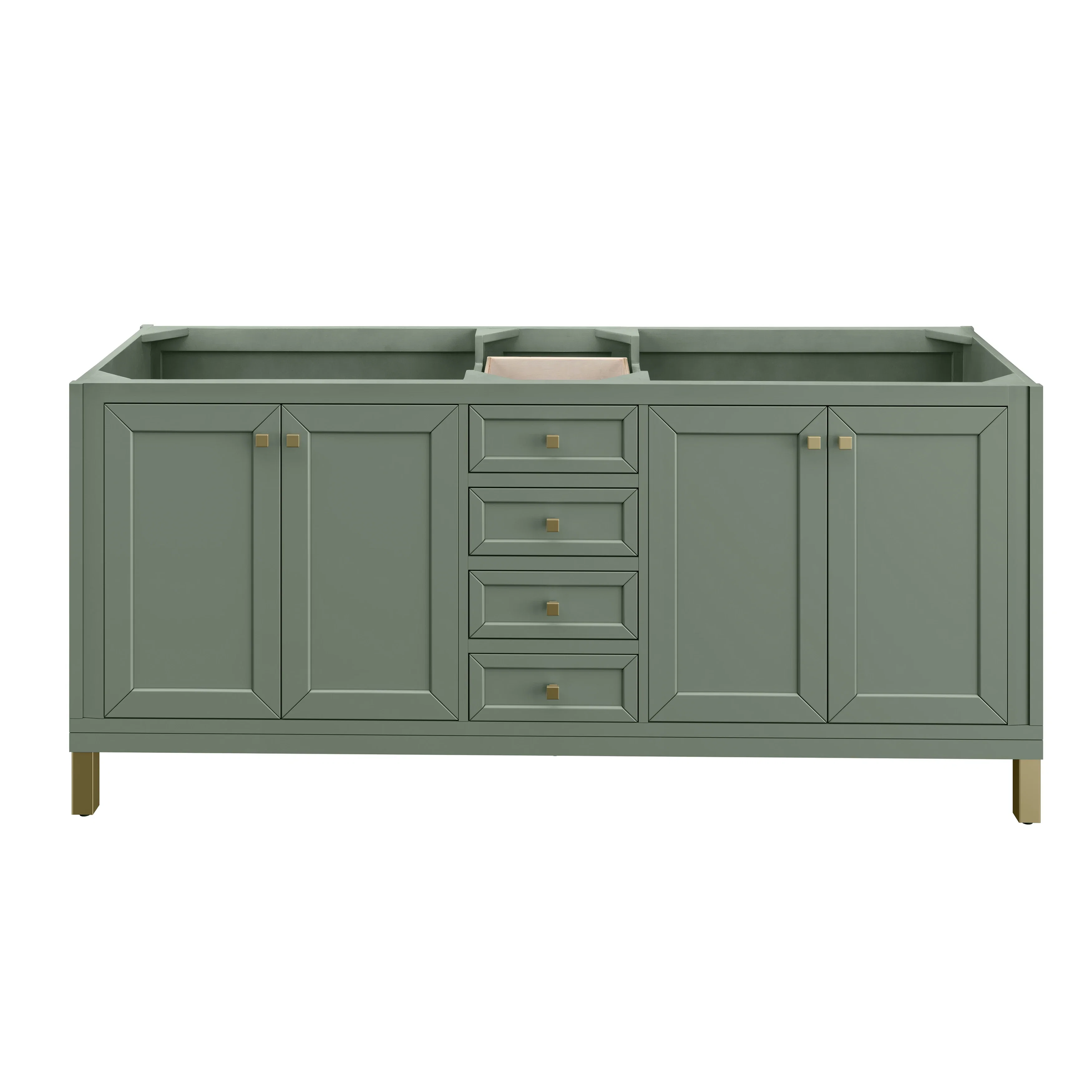 Chicago 72" Double Vanity, Smokey Celadon, w/ 3 CM Ethereal Noctis Silestone® Top