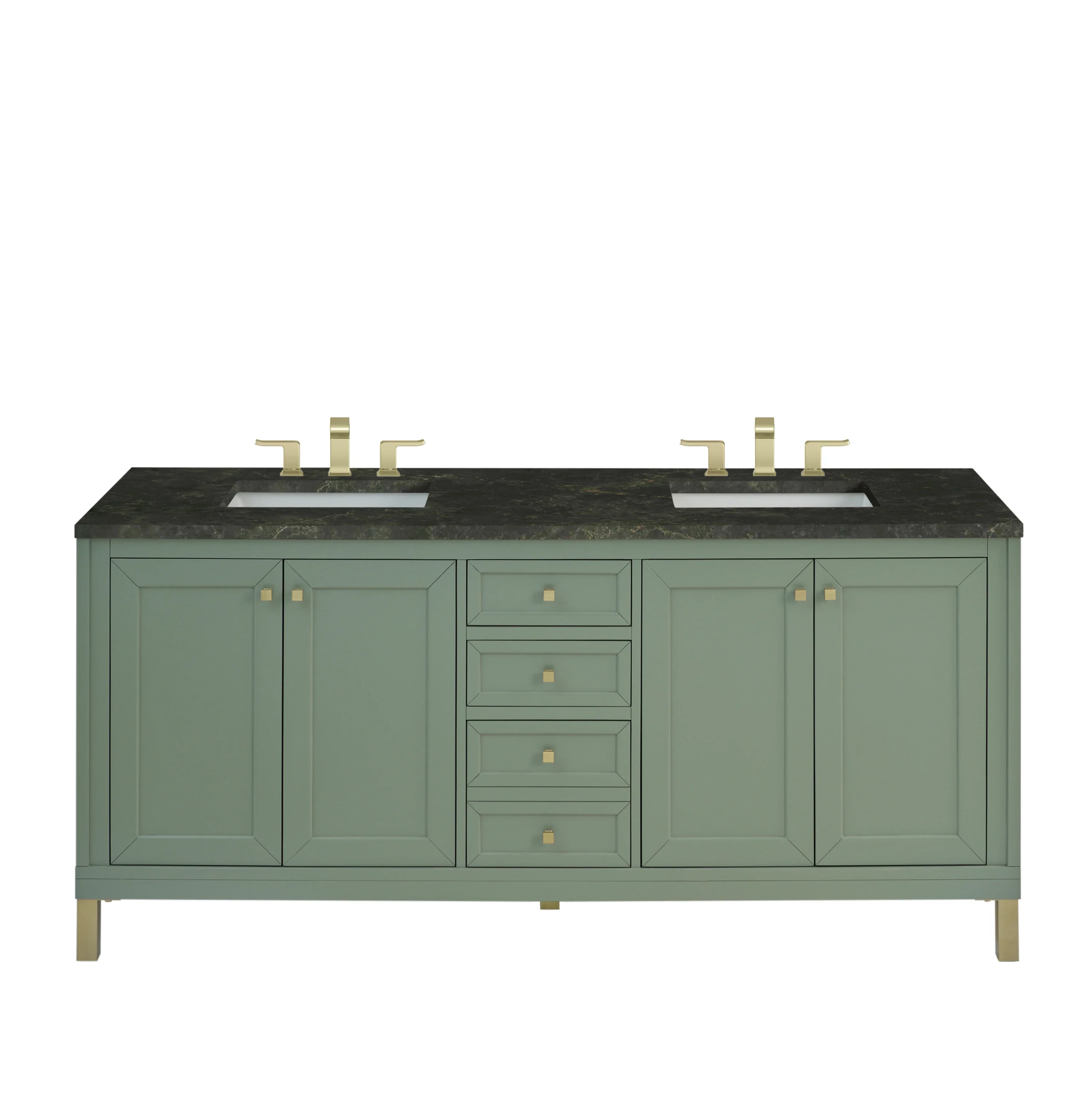 Chicago 72" Double Vanity, Smokey Celadon, w/ 3 CM Phantome Eclos Top