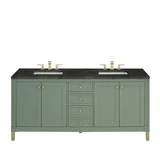 Chicago 72" Double Vanity, Smokey Celadon, w/ 3 CM Phantome Eclos Top