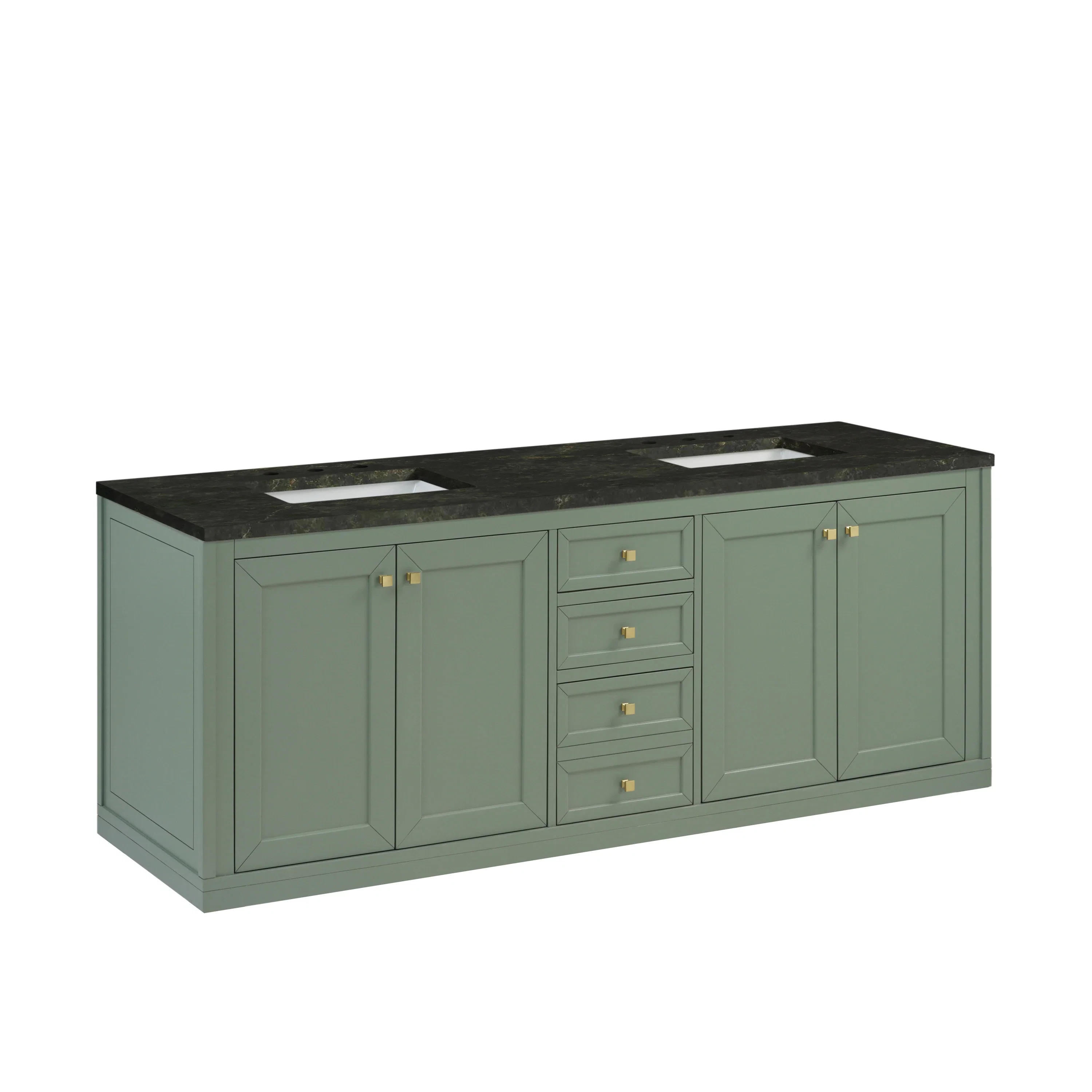 Chicago 72" Double Vanity, Smokey Celadon, w/ 3 CM Phantome Eclos Top