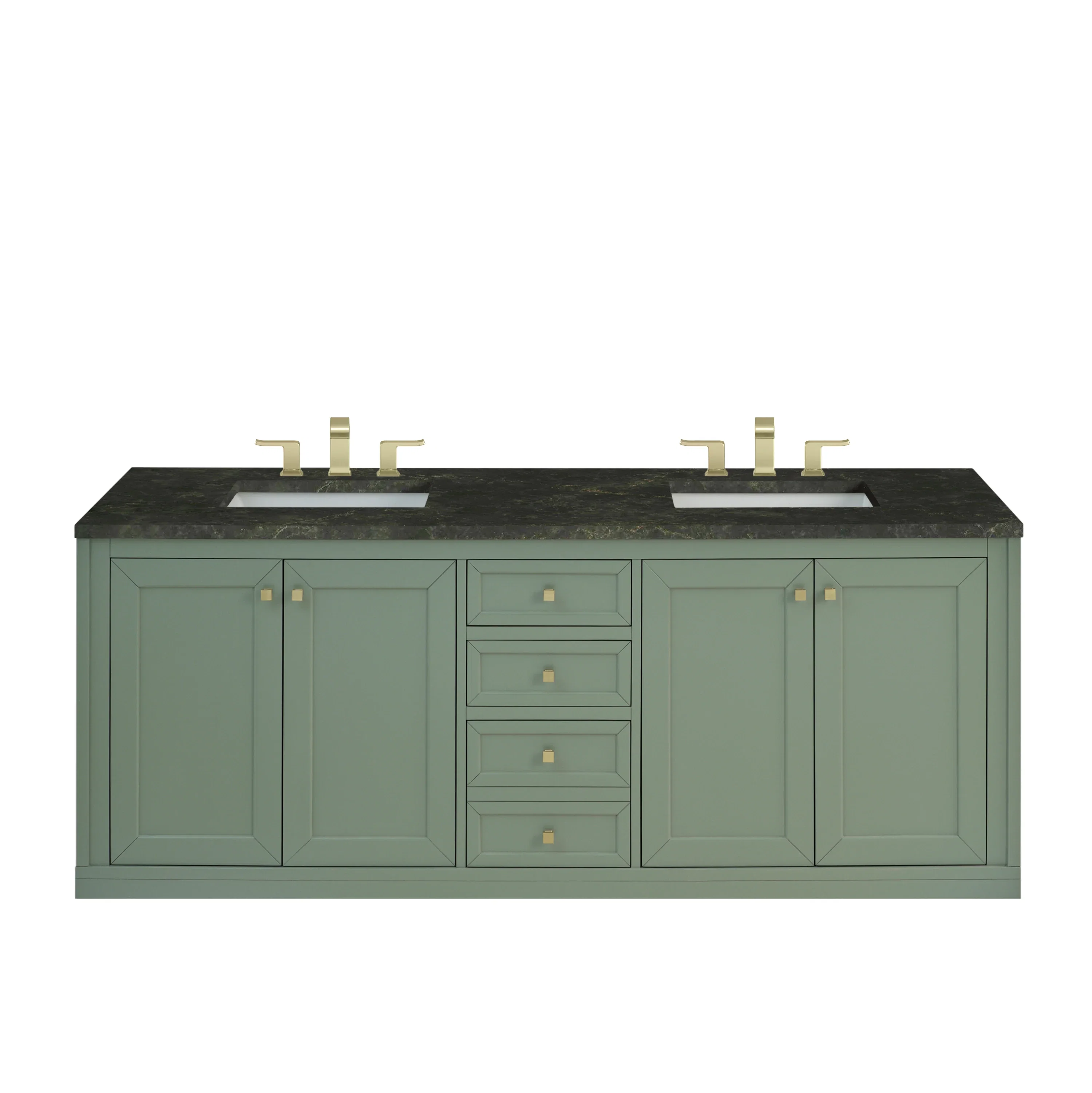 Chicago 72" Double Vanity, Smokey Celadon, w/ 3 CM Phantome Eclos Top