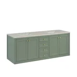 Chicago 72" Double Vanity, Smokey Celadon, w/ 3 CM Siberian Silestone Top