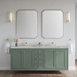 Chicago 72" Double Vanity, Smokey Celadon, w/ 3 CM Siberian Silestone Top