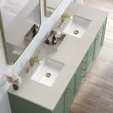 Chicago 72" Double Vanity, Smokey Celadon, w/ 3 CM Siberian Silestone Top