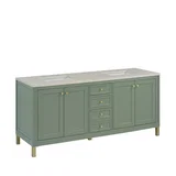 Chicago 72" Double Vanity, Smokey Celadon, w/ 3 CM Siberian Silestone Top