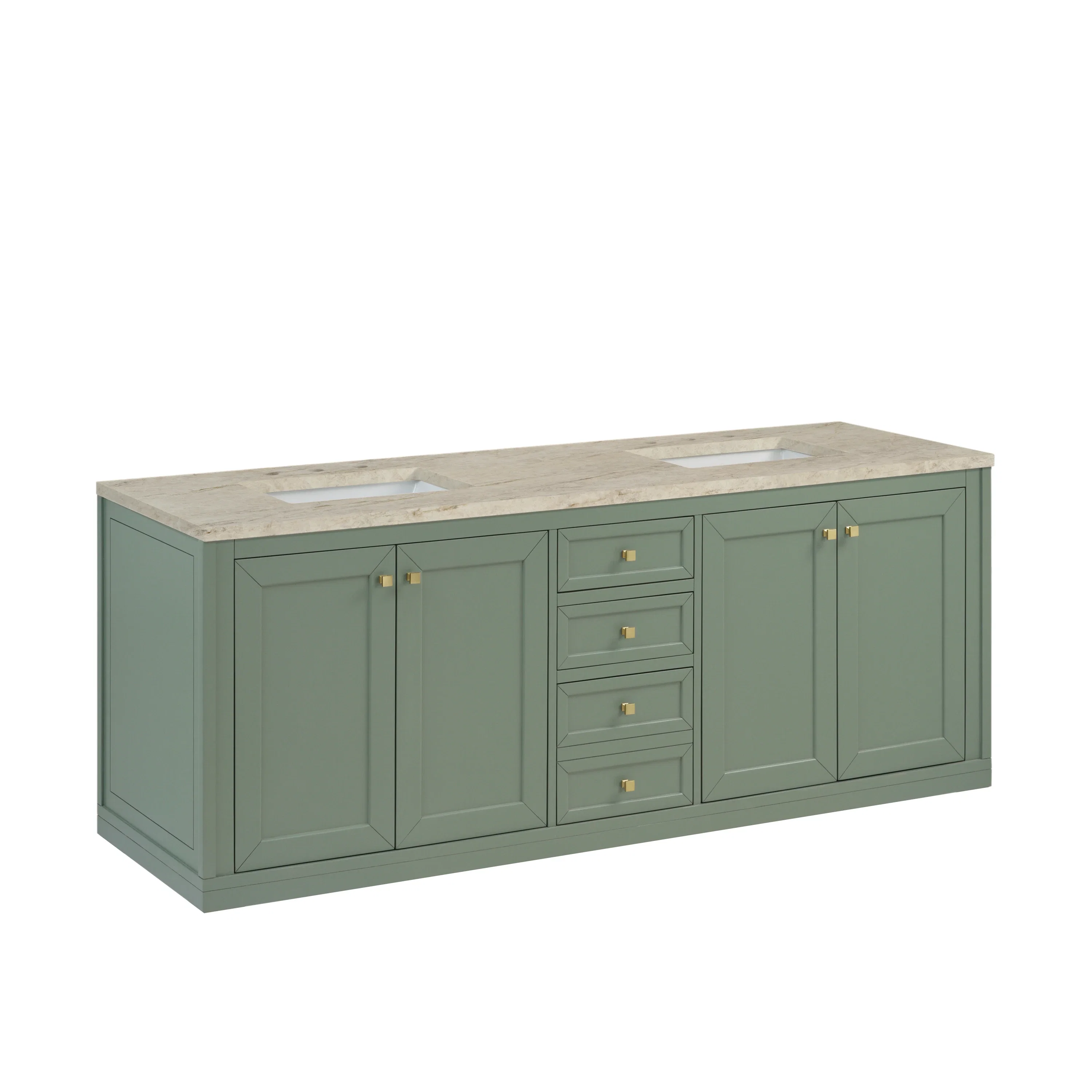 Chicago 72" Double Vanity, Smokey Celadon, w/ 3 CM Tajnar Eclos Top