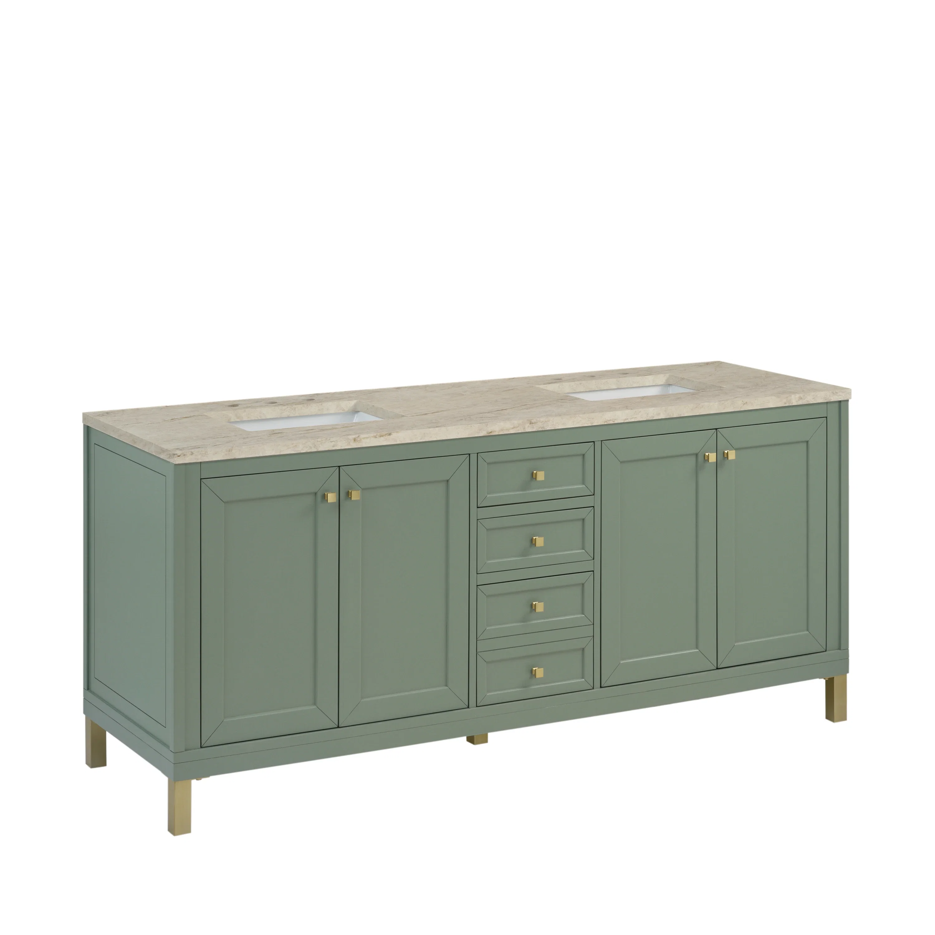 Chicago 72" Double Vanity, Smokey Celadon, w/ 3 CM Tajnar Eclos Top