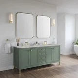 Chicago 72" Double Vanity, Smokey Celadon, w/ 3 CM Victorian Silver Silestone® Top