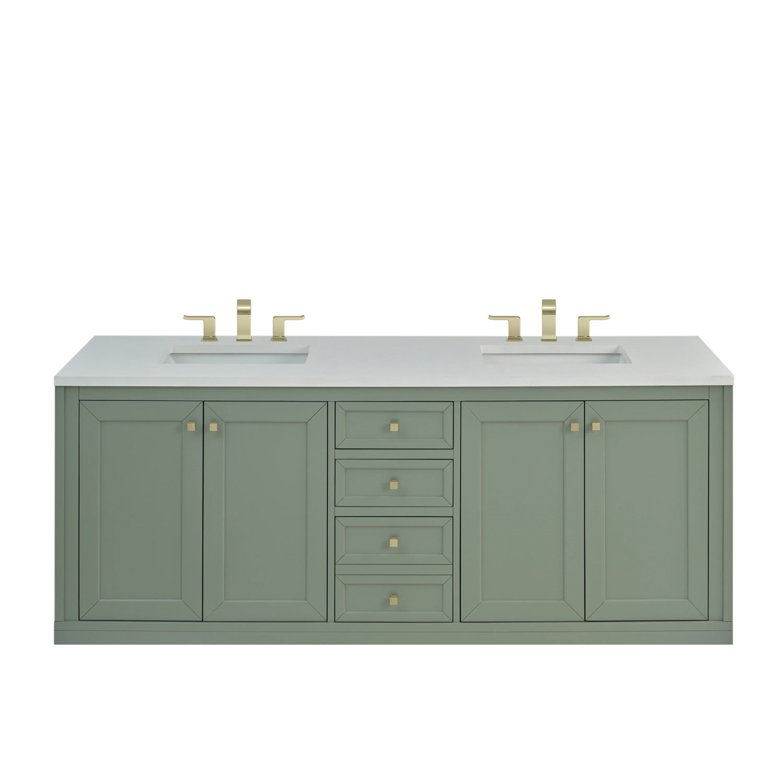 Chicago 72" Double Vanity, Smokey Celadon, w/ 3 CM White Zeus Silestone® Top