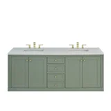 Chicago 72" Double Vanity, Smokey Celadon, w/ 3 CM White Zeus Silestone® Top