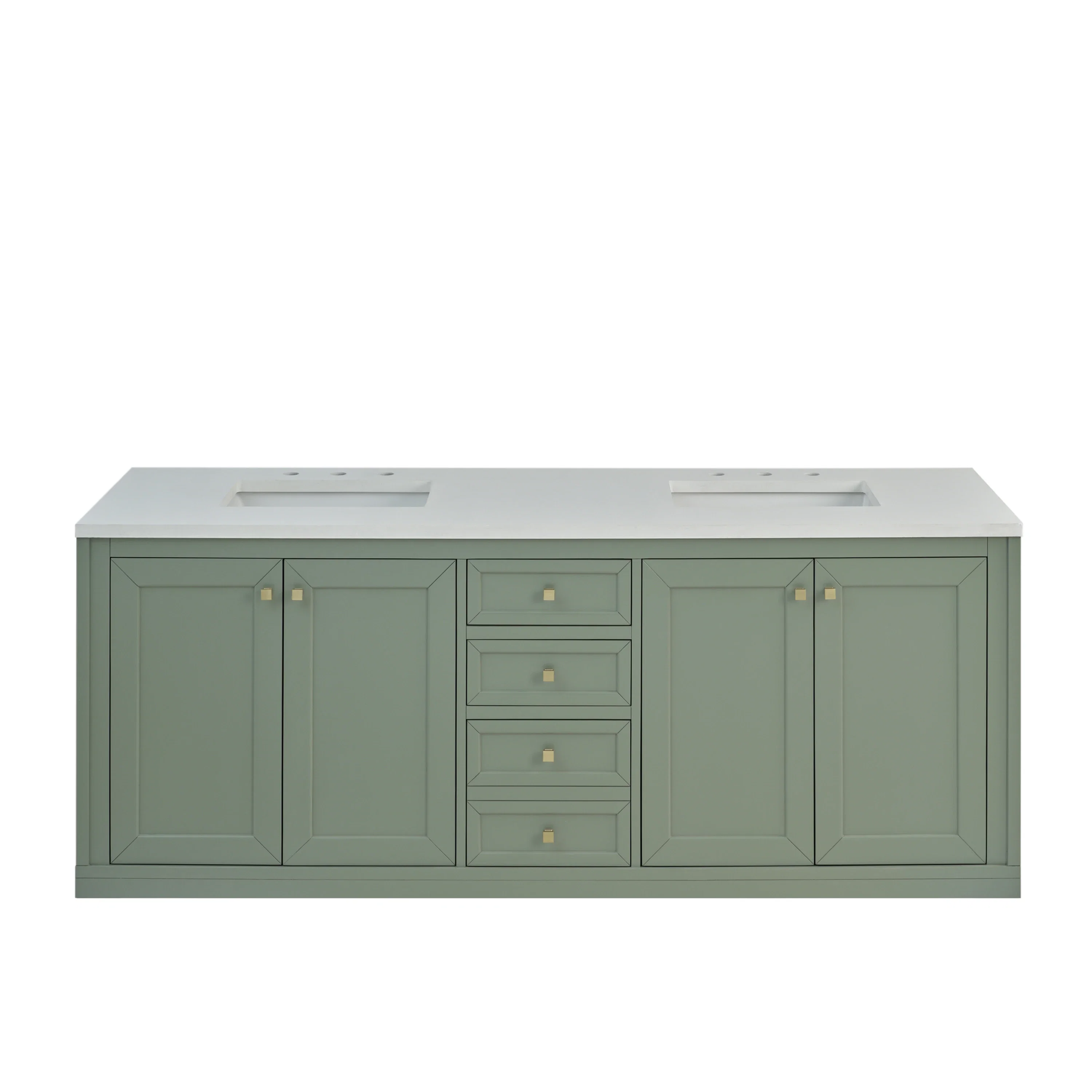 Chicago 72" Double Vanity, Smokey Celadon, w/ 3 CM White Zeus Silestone® Top