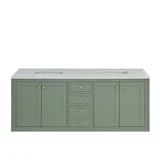 Chicago 72" Double Vanity, Smokey Celadon, w/ 3 CM White Zeus Silestone® Top