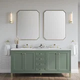 Chicago 72" Double Vanity, Smokey Celadon, w/ 3 CM White Zeus Silestone® Top