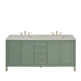 Chicago 72" Double Vanity, Smokey Celadon, w/ 3 CM Siberian Silestone Top w/FreePower Wireless Charger