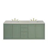 Chicago 72" Double Vanity, Smokey Celadon, w/ 3 CM Siberian Silestone Top w/FreePower Wireless Charger