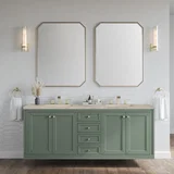 Chicago 72" Double Vanity, Smokey Celadon, w/ 3 CM Tajnar Eclos Top w/FreePower Wireless Charger