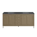 Chicago 72" Double Vanity, Walnut Whisper, w/ 3 CM Charcoal Soapstone Silestone® Top