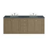 Chicago 72" Double Vanity, Walnut Whisper, w/ 3 CM Charcoal Soapstone Silestone® Top