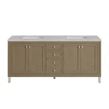 Chicago 72" Double Vanity, Walnut Whisper, w/ 3 CM Eternal Jasmine Pearl Silestone® Top