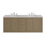 Chicago 72" Double Vanity, Walnut Whisper, w/ 3 CM Eternal Jasmine Pearl Silestone® Top