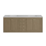 Chicago 72" Double Vanity, Walnut Whisper, w/ 3 CM Eternal Jasmine Pearl Silestone® Top