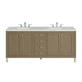 Chicago 72" Double Vanity, Walnut Whisper, w/ 3 CM Ethereal Noctis Silestone® Top