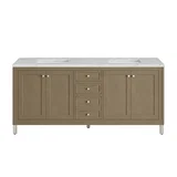 Chicago 72" Double Vanity, Walnut Whisper, w/ 3 CM Ethereal Noctis Silestone® Top