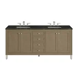 Chicago 72" Double Vanity, Walnut Whisper, w/ 3 CM Phantome Eclos Top