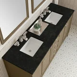 Chicago 72" Double Vanity, Walnut Whisper, w/ 3 CM Phantome Eclos Top